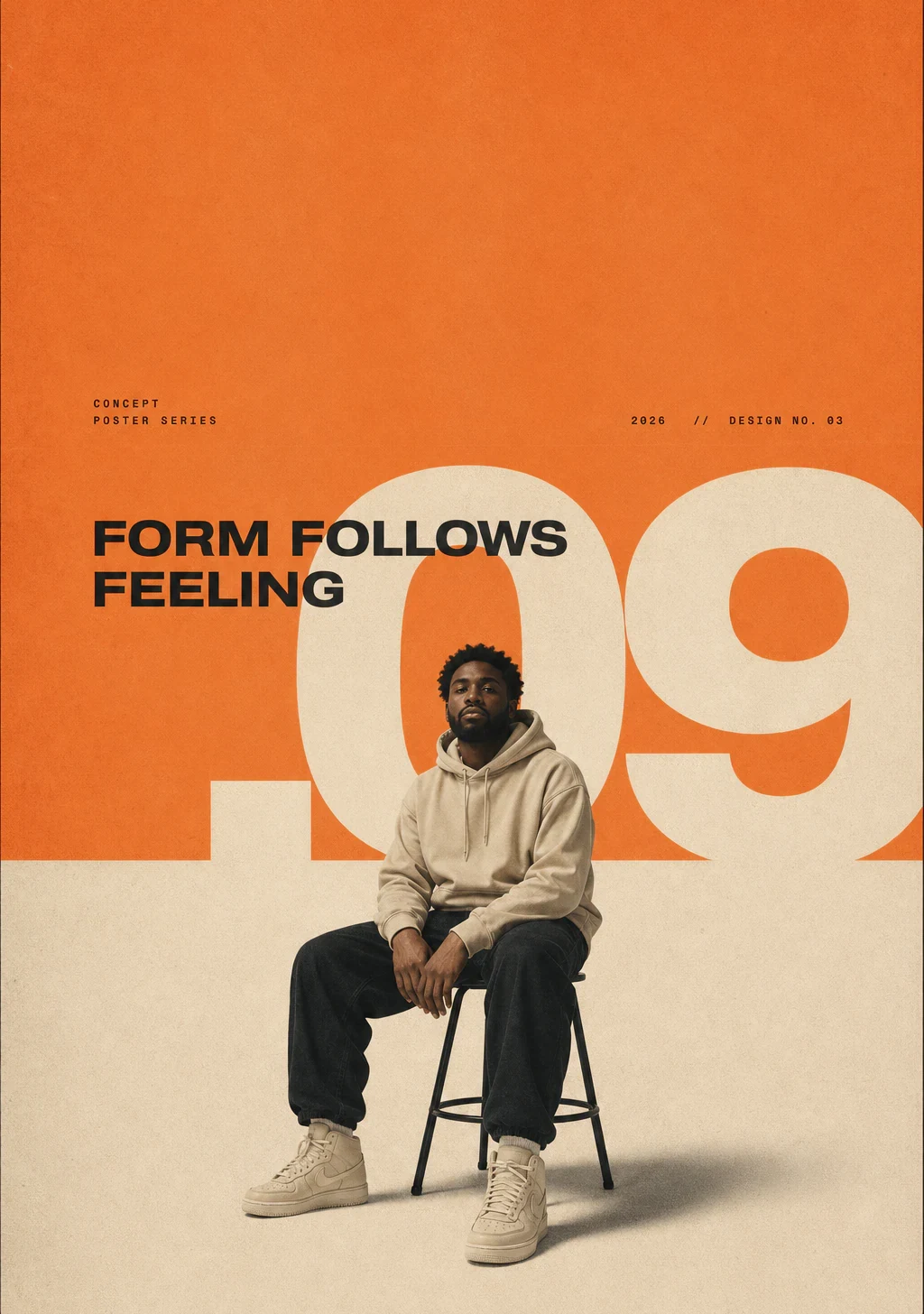 Form Follows Feeling — orangefarbene Kampagnenstudie von Nils.Design